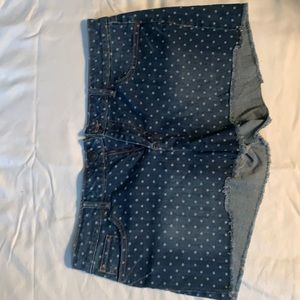 LC Lauren Conrad distressed polka dot jean shorts